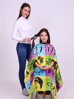 Пеньюар парикмахерский с прорезями для рук, с полной запечаткой