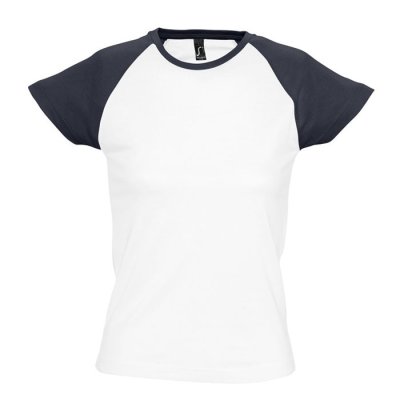 Футболка "Milky", белый с темно-синим_S, 100% х/б, 150 г/м2